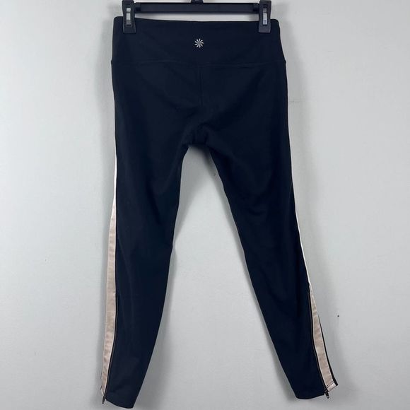 Athleta Metro Tux Stripe Black Chaturanga Ankle Zip Side Stripe cropped Leggings - Picture 16 of 16